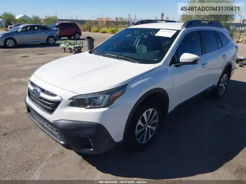 4S4BTADC0M3170871 — 2021 Subaru Outback, photo 3 from IAAI, Not reported