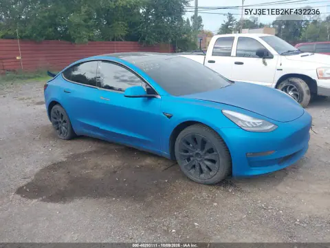 2019 Tesla Model 3 Long Range/Performance VIN 5YJ3E1EB2KF432236 фото 1