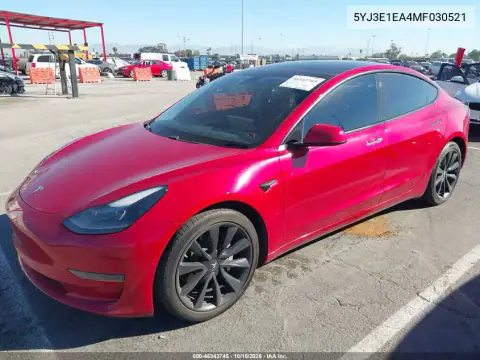 5YJ3E1EA4MF030521 — 2021 Tesla Model 3, фото 2 с аукциона IAAI 02.11.2026, ПЕРЕДНЯЯ ЧАСТЬ