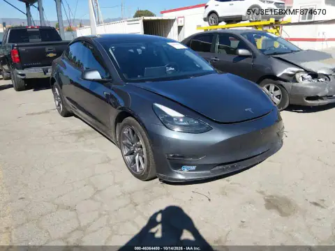 5YJ3E1EBXMF874670 — 2021 Tesla Model 3, Lewy przód, zdjęć przed naprawą