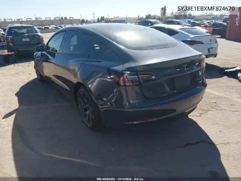 5YJ3E1EBXMF874670 — 2021 Tesla Model 3, фото 3 з IAAI 04.11.2026, Передня частина зліва