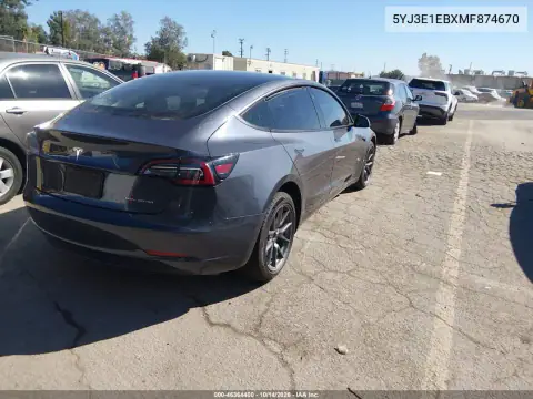 5YJ3E1EBXMF874670 — 2021 Tesla Model 3, фото 4 з IAAI 04.11.2026, Передня частина зліва