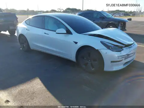 5YJ3E1EA8MF030666 — 2021 Tesla Model 3, Front end, before-repair photos