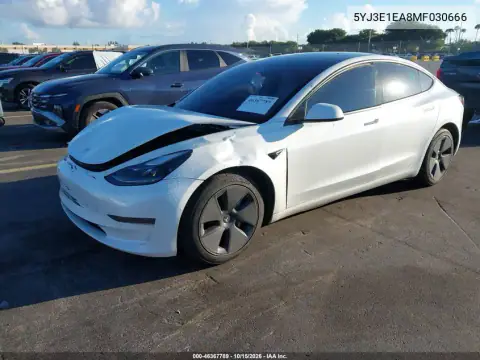 5YJ3E1EA8MF030666 — 2021 Tesla Model 3, фото 2 с аукциона IAAI, ПЕРЕДНЯЯ ЧАСТЬ