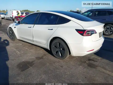5YJ3E1EA8MF030666 — 2021 Tesla Model 3, фото 3 с аукциона IAAI, ПЕРЕДНЯЯ ЧАСТЬ