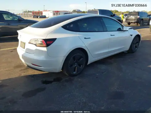 5YJ3E1EA8MF030666 — 2021 Tesla Model 3, фото 4 с аукциона IAAI, ПЕРЕДНЯЯ ЧАСТЬ