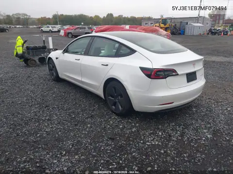 5YJ3E1EB7MF079494 — 2021 Tesla Model 3, foto 3 de IAAI, Lado izquierdo