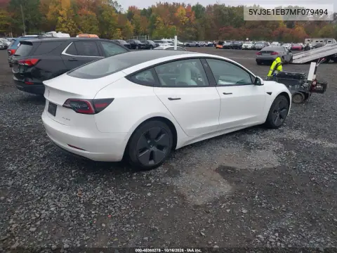 5YJ3E1EB7MF079494 — 2021 Tesla Model 3, foto 4 de IAAI, Lado izquierdo