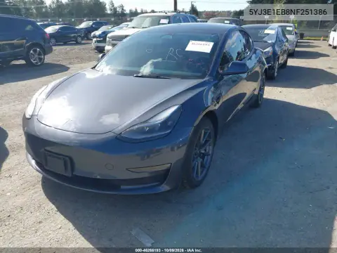 2022 Tesla Model 3 Long Range Dual Motor All-Wheel Drive VIN 5YJ3E1EB8NF251386 фото 2