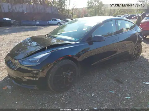 5YJ3E1EB9NF178710 — 2022 Tesla Model 3, photo 2 from IAAI, Left rear