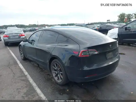 5YJ3E1EB1NF360076 — 2022 Tesla Model 3, фото 3 з IAAI, Підтоплення