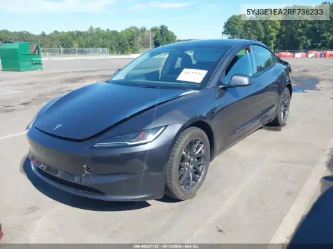 2024 Tesla Model 3 Long Range Dual Motor Rear-Wheel Drive/Rear-Wheel Drive VIN 5YJ3E1EA2RF736233 фото 2