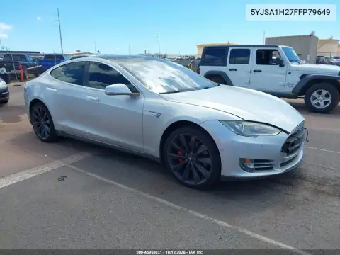 5YJSA1H27FFP79649 — 2015 Tesla Model S, წინა ნაწილი, ფოტოები შეკეთებამდე