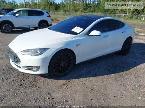 5YJSA1E40FF114128 — 2015 Tesla Model S, photo 2 from IAAI, Mechanical damage