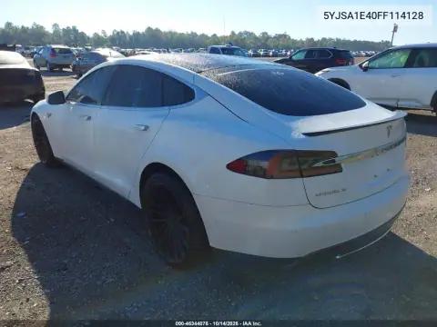 5YJSA1E40FF114128 — 2015 Tesla Model S, photo 3 from IAAI, Mechanical damage