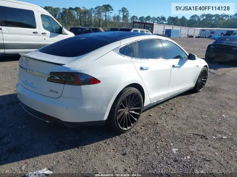 5YJSA1E40FF114128 — 2015 Tesla Model S, photo 4 from IAAI, Mechanical damage