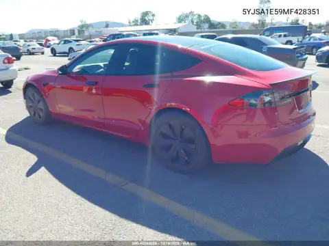 5YJSA1E59MF428351 — 2021 Tesla Model S, ფოტო 3, IAAI, ბუნებრივი ცვეთა