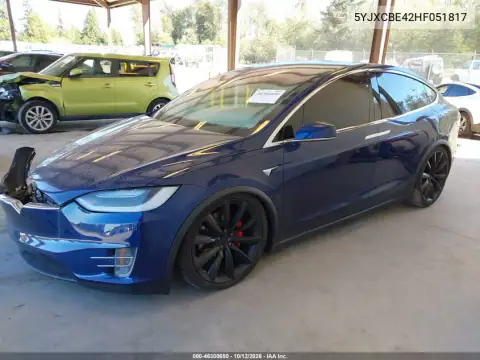 5YJXCBE42HF051817 — 2017 Tesla Model X, photo 2 from IAAI, Right front