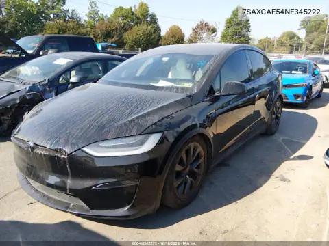 7SAXCAE54NF345222 — 2022 Tesla Model X, фото 2 з IAAI, Передня частина справа