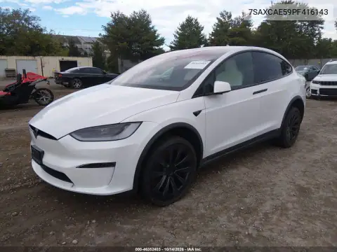 7SAXCAE59PF416143 — 2023 Tesla Model X, photo 2 from IAAI, Flood