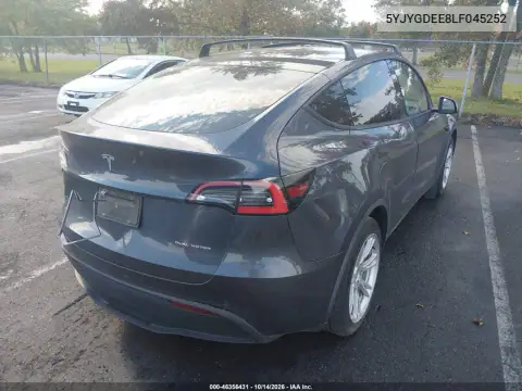 5YJYGDEE8LF045252 — 2020 Tesla Model Y, foto 4 de IAAI, Trasera izquierda