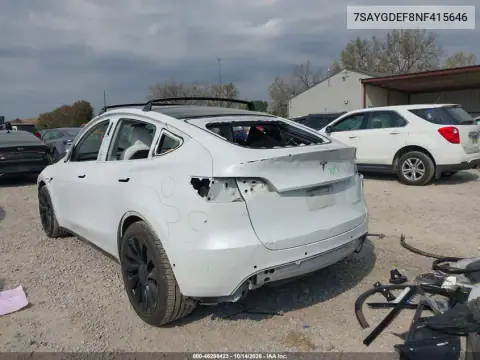 7SAYGDEF8NF415646 — 2022 Tesla Model Y, photo 3 from IAAI, Left and right sides