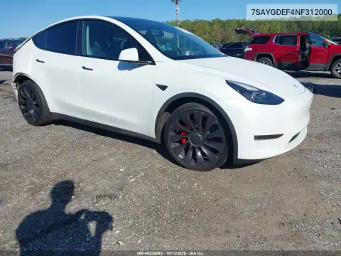 7SAYGDEF4NF312000 — 2022 Tesla Model Y, Right rear, before-repair photos