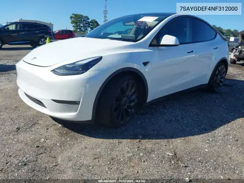 7SAYGDEF4NF312000 — 2022 Tesla Model Y, foto 2 de IAAI, Trasera derecha