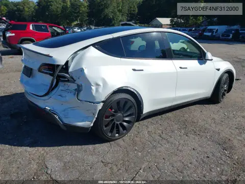 7SAYGDEF4NF312000 — 2022 Tesla Model Y, foto 4 de IAAI, Trasera derecha