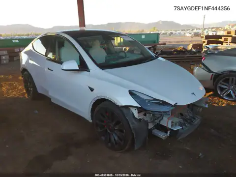 7SAYGDEF1NF444356 — 2022 Tesla Model Y, Daños en todo el vehículo, fotos antes de reparar