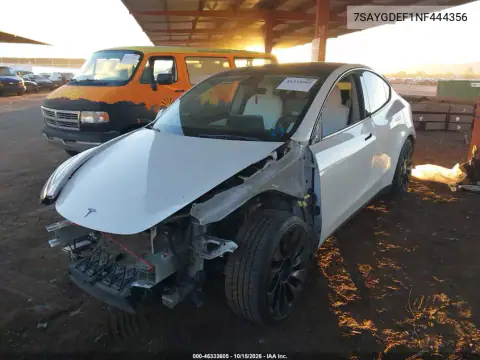 7SAYGDEF1NF444356 — 2022 Tesla Model Y, zdjęcie 2 z IAAI, Uszkodzenia dookoła