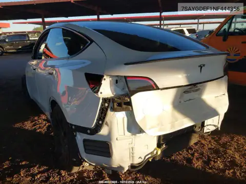 7SAYGDEF1NF444356 — 2022 Tesla Model Y, zdjęcie 3 z IAAI, Uszkodzenia dookoła