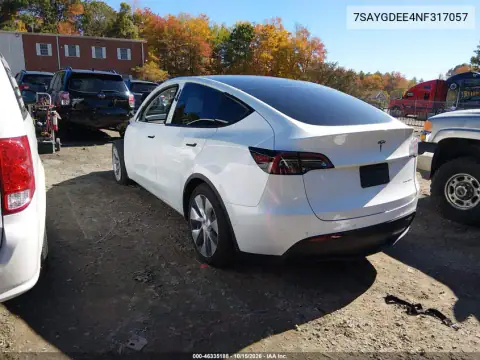 7SAYGDEE4NF317057 — 2022 Tesla Model Y, photo 3 from IAAI, Front end