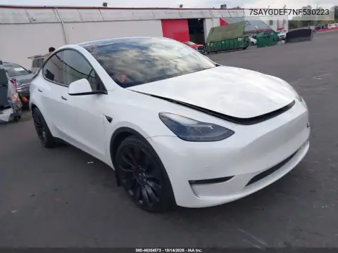 7SAYGDEF7NF530223 — 2022 Tesla Model Y, Rear end, before-repair photos