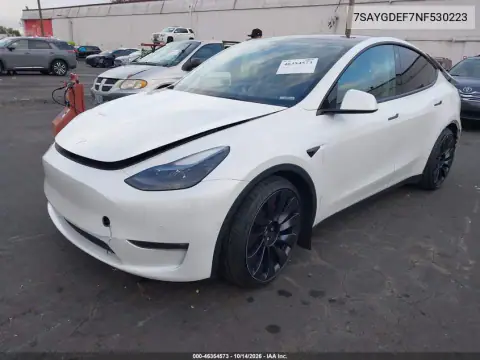 7SAYGDEF7NF530223 — 2022 Tesla Model Y, фото 2 з IAAI, Задня частина