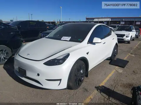 7SAYGDEF1PF778082 — 2023 Tesla Model Y, zdjęcie 2 z IAAI, Tył