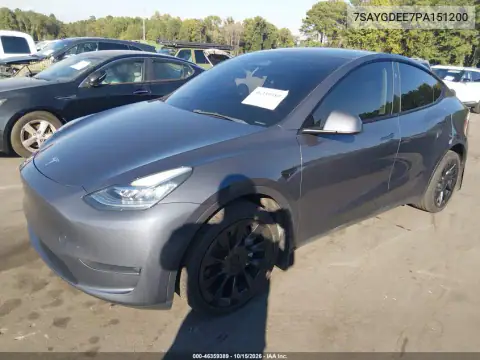 7SAYGDEE7PA151200 — 2023 Tesla Model Y, photo 2 from IAAI, Right rear