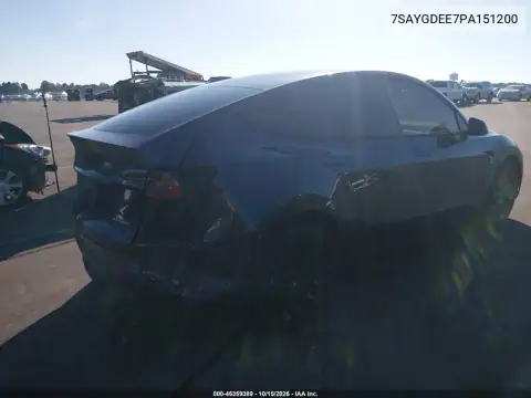 7SAYGDEE7PA151200 — 2023 Tesla Model Y, photo 4 from IAAI, Right rear