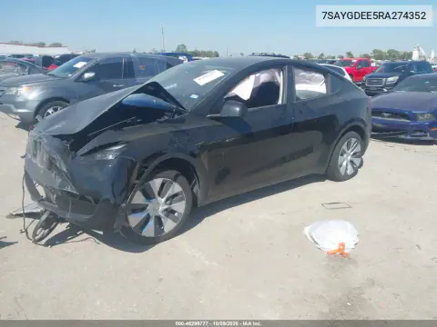 2024 Tesla Model Y Long Range Dual Motor All-Wheel Drive VIN 7SAYGDEE5RA274352 фото 2