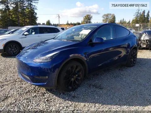 7SAYGDEE4RF051562 — 2024 Tesla Model Y, photo 2 from IAAI, Left rear