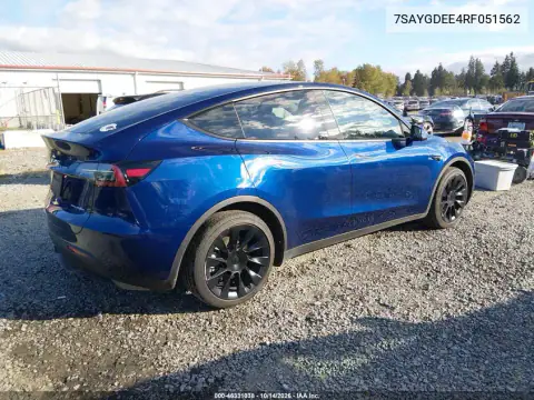 7SAYGDEE4RF051562 — 2024 Tesla Model Y, photo 4 from IAAI, Left rear