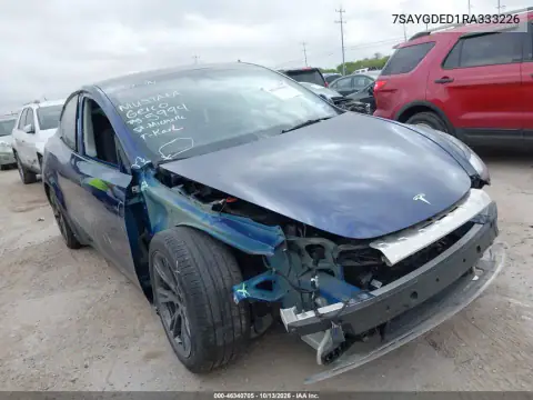 2024 Tesla Model Y Long Range Single Motor Rear-Wheel Drive/Rwd VIN 7SAYGDED1RA333226 фото 1