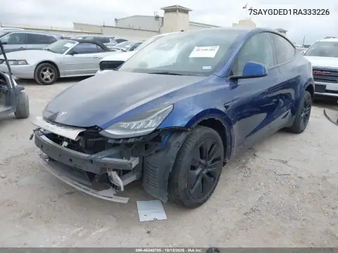 2024 Tesla Model Y Long Range Single Motor Rear-Wheel Drive/Rwd VIN 7SAYGDED1RA333226 фото 2