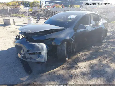 7SAYGDEE0RF036265 — 2024 Tesla Model Y, foto 2 de IAAI, Parte delantera