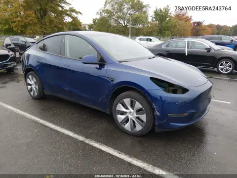 7SAYGDEE5RA243764 — 2024 Tesla Model Y, უკანა ნაწილი, ფოტოები შეკეთებამდე