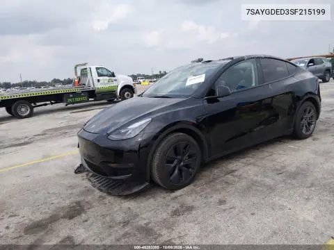 2025 Tesla Model Y Long Range Dual Motor Rear-Wheel Drive VIN 7SAYGDED3SF215199 фото 2