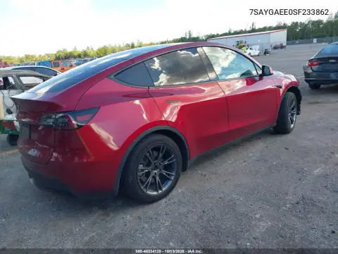 7SAYGAEE0SF233862 — 2025 Tesla Model Y, photo 4 from IAAI, Front end