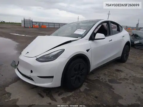 7SAYGDED6SF260699 — 2025 Tesla Model Y, photo 2 from IAAI, Not reported