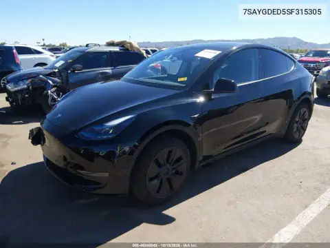 7SAYGDED5SF315305 — 2025 Tesla Model Y, фото 2 с аукциона IAAI, ПЕРЕДНЯЯ ЧАСТЬ