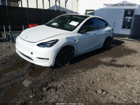 7SAYGAEEXSF259627 — 2025 Tesla Model Y, фото 2 з IAAI, Лівий бік